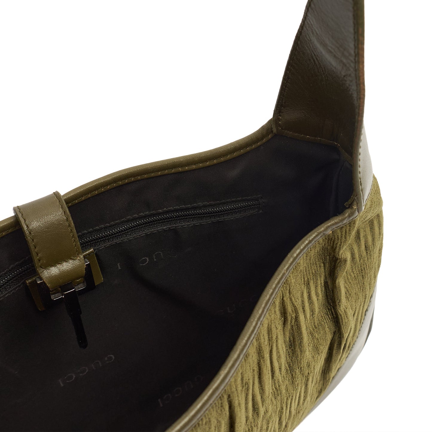 Gucci Shoulder Bag Jackie in Green, Fabric — Lifestyle View