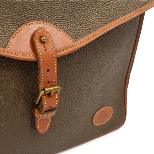 Mulberry Cross Body Briefcase in Green, Scotchgrain — Side View