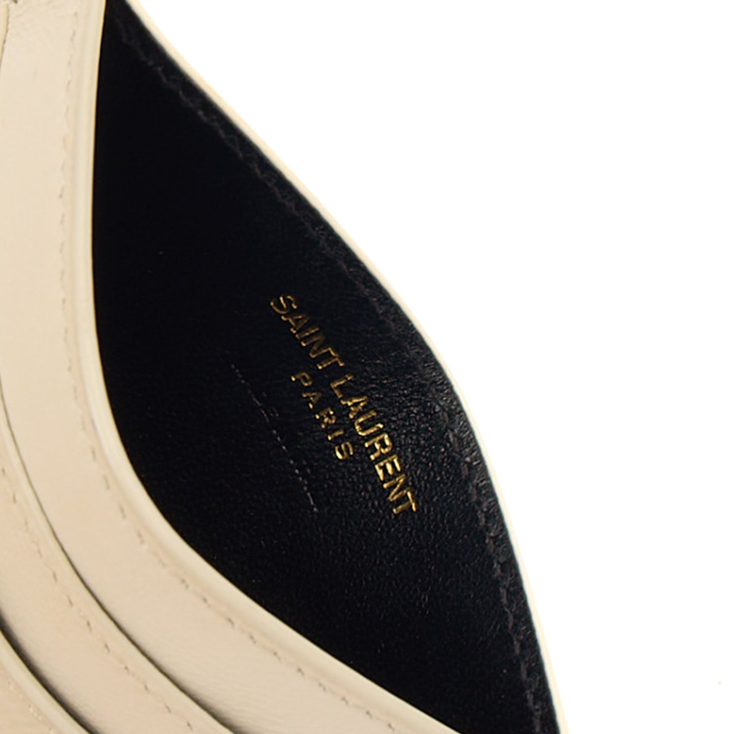 Saint Laurent Card Holder Card Holder in White, Exotic Effect Leather — Lifestyle View