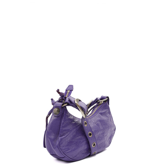 Balenciaga Shoulder Bag Le Cagole S in Purple, Leather — Side View