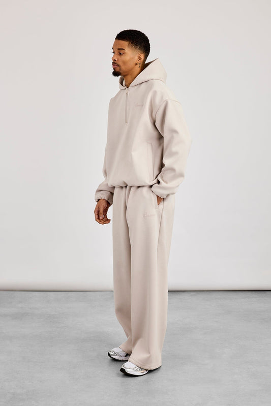 Cernucci Scuba Half Zip Hoodie & Baggy Fit Jogger - Light Grey — S — Size S — Side View