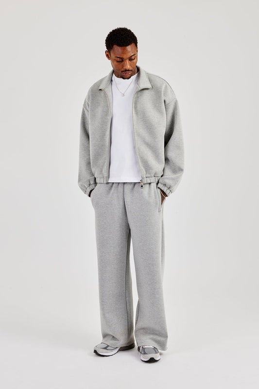Cernucci Scuba Funnel Neck Jacket & Baggy Fit Trouser - Grey — S — Size S — Side View