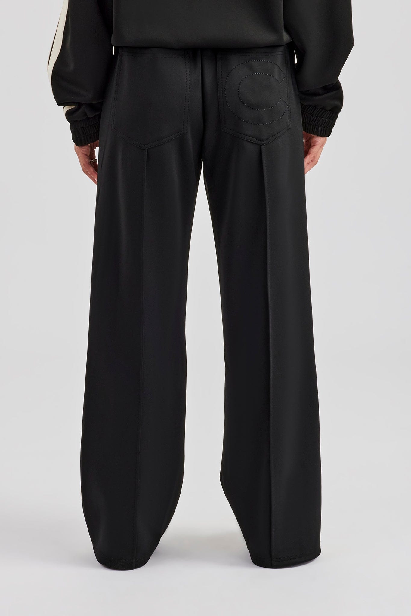 Cernucci Taping Wide Leg Track Pant - Black — XS — Top View