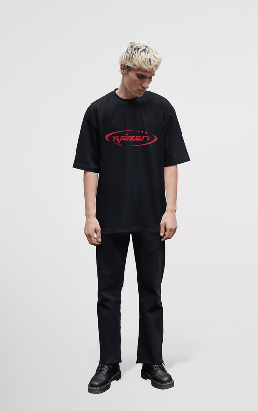 KAIZEN MARKET HI JACKER TEE BLACK — SMALL — Side View