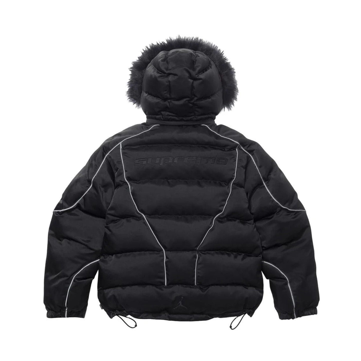 Supreme x Jordan Puffer Jacket 'Black' — XXS — Back View