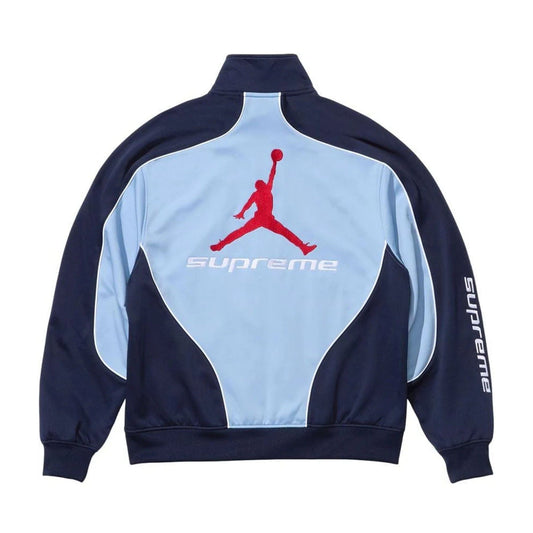 Supreme x Jordan Track Jacket 'Light Blue/Navy' — XXS — Side View