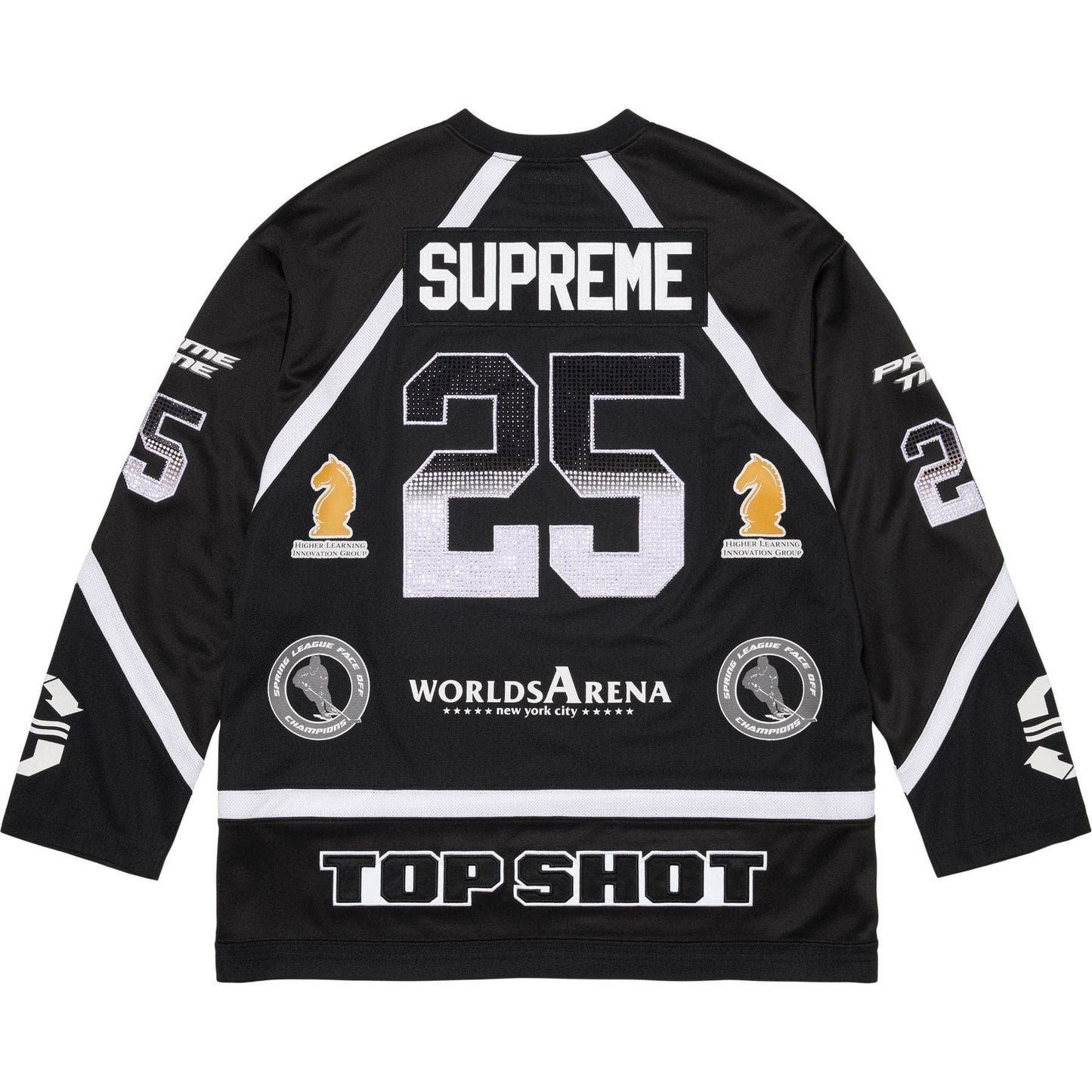 Supreme Rhinestone Hockey Jersey 'Black' — XXS — Side View