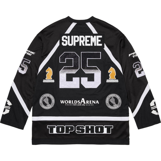 Supreme Rhinestone Hockey Jersey 'Black' — XXS — Side View