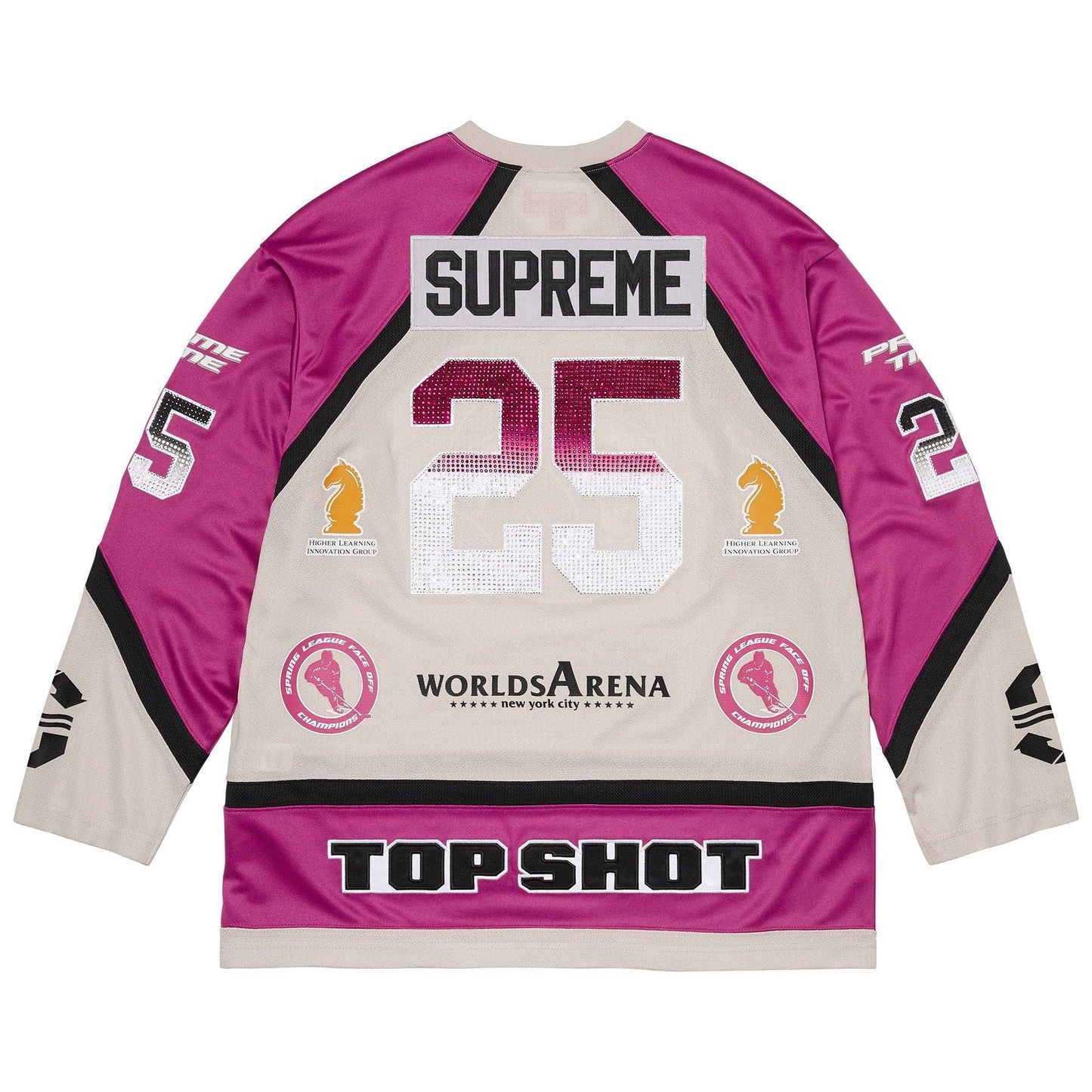 Supreme Rhinestone Hockey Jersey 'Light Grey' — XXS — Side View