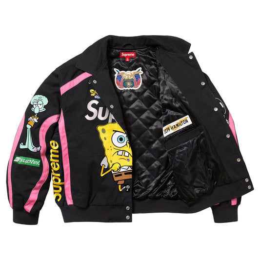 Supreme x SpongeBob SquarePants x Jeff Hamilton Racing Jacket 'Black' — XXS — Side View