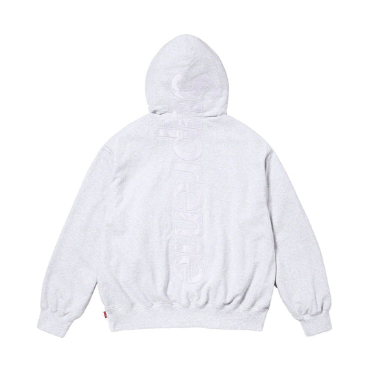 Supreme Satin Appliqué Hoodie 'Ash Grey' — XXS — Side View