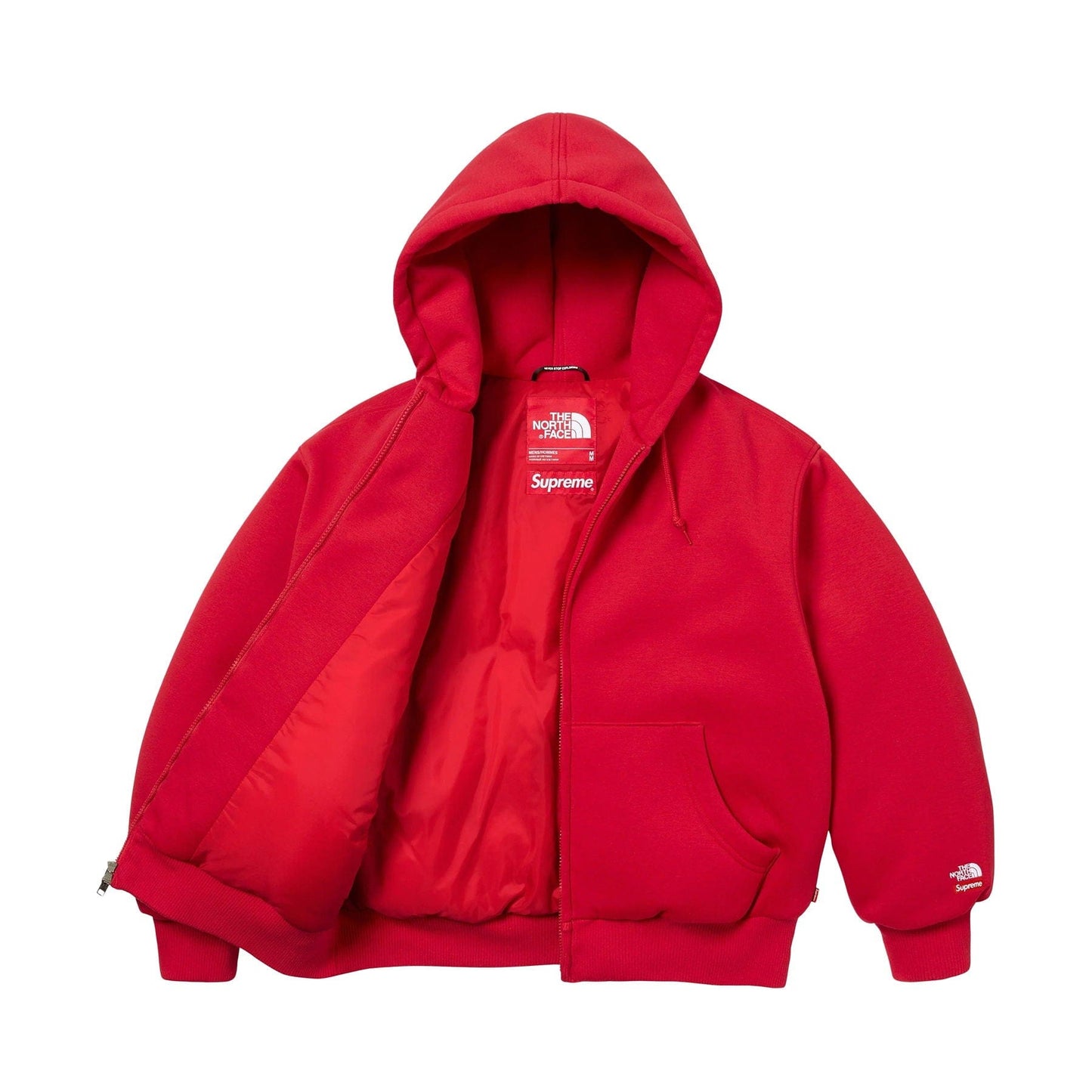Supreme x The North Face Zip Up Hooded Sweatshirt 'Red' — XXS — Side View