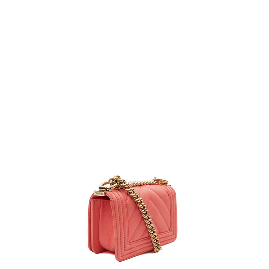 Chanel Mini Bag Boy - Mini in Pink, Caviar Leather — Side View