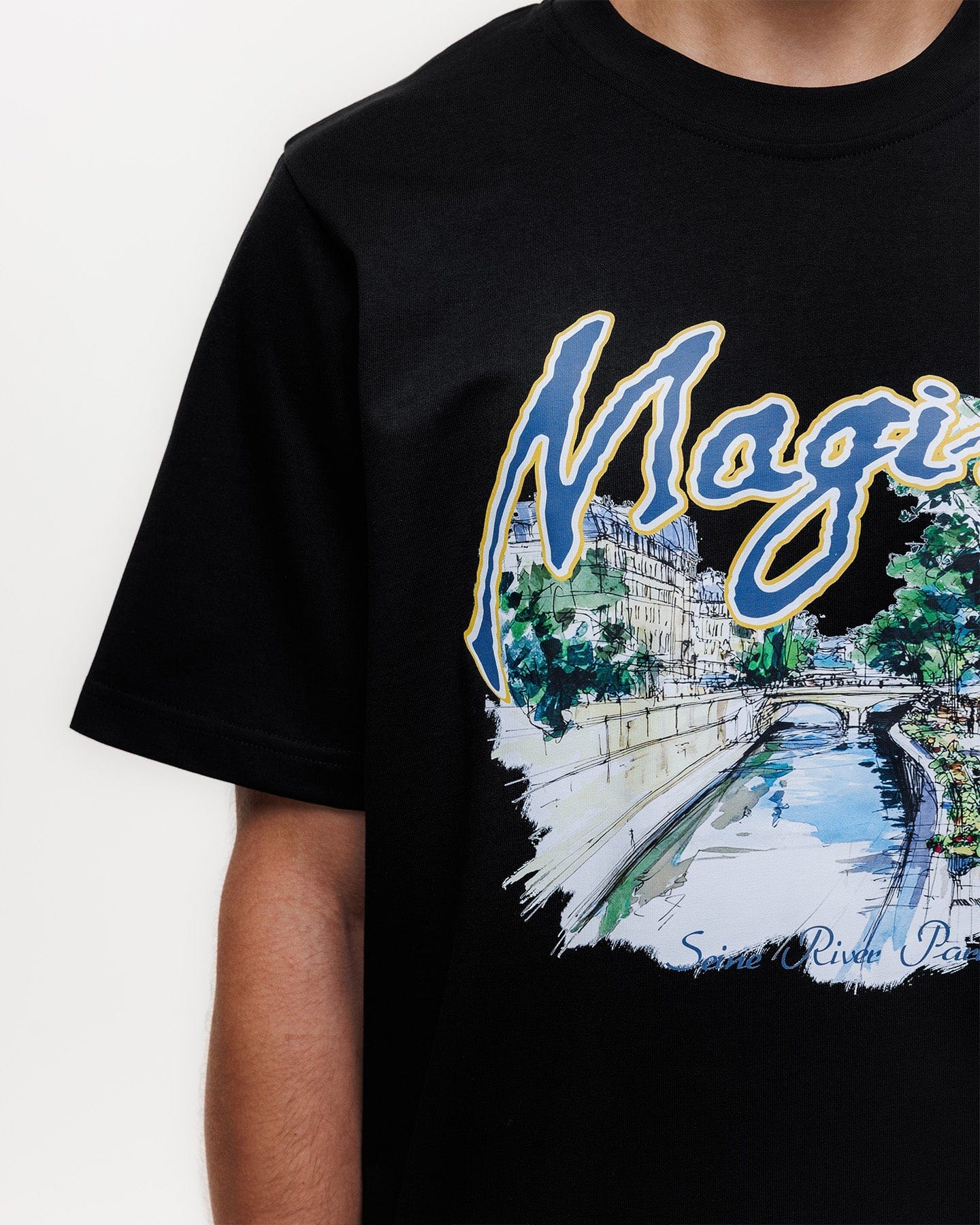 Magiri Seine River Printed T-Shirt 'Black' — Black — Size S — Lifestyle View