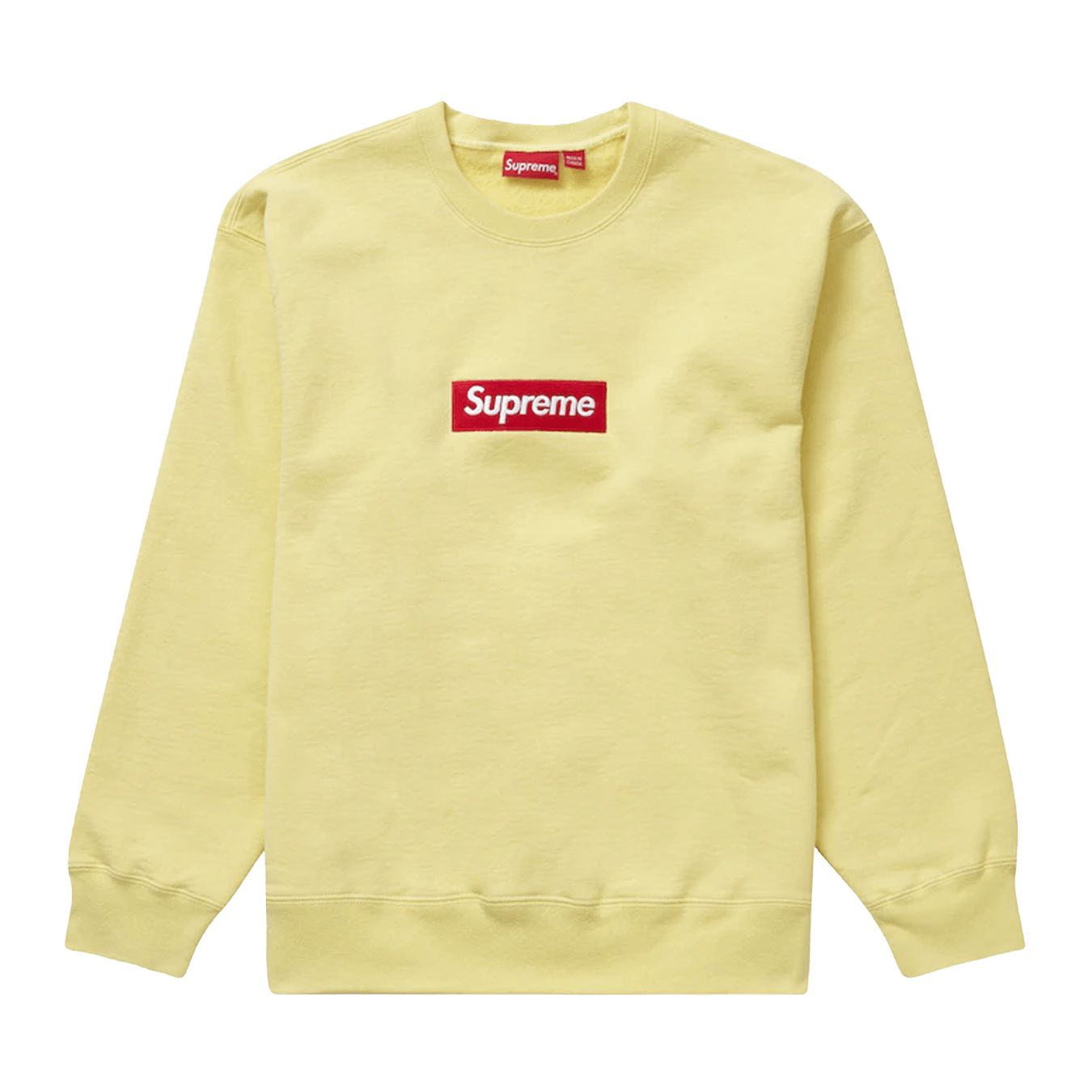 Supreme Box Logo Crewneck 'Pale Yellow' (FW22) — XXS — Front View