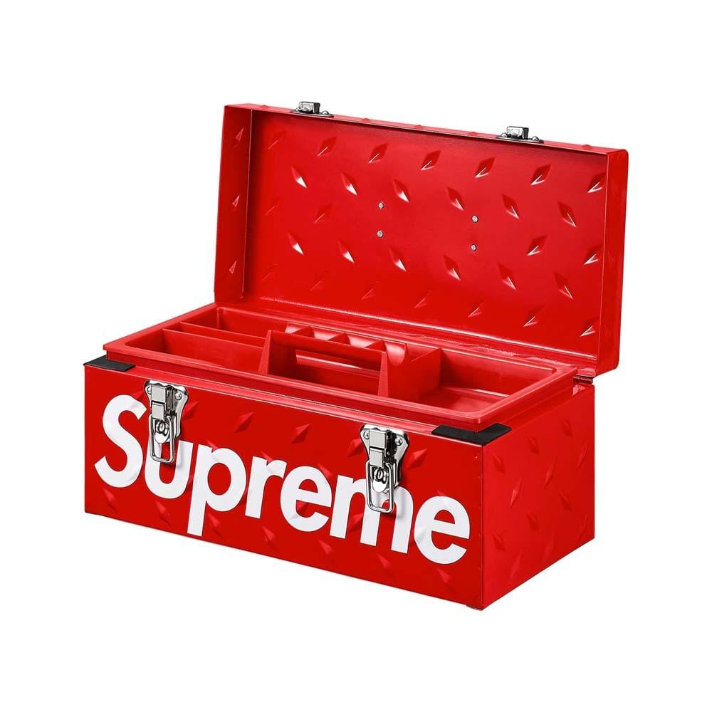 Supreme Diamond Plate Tool Box Red — Front View