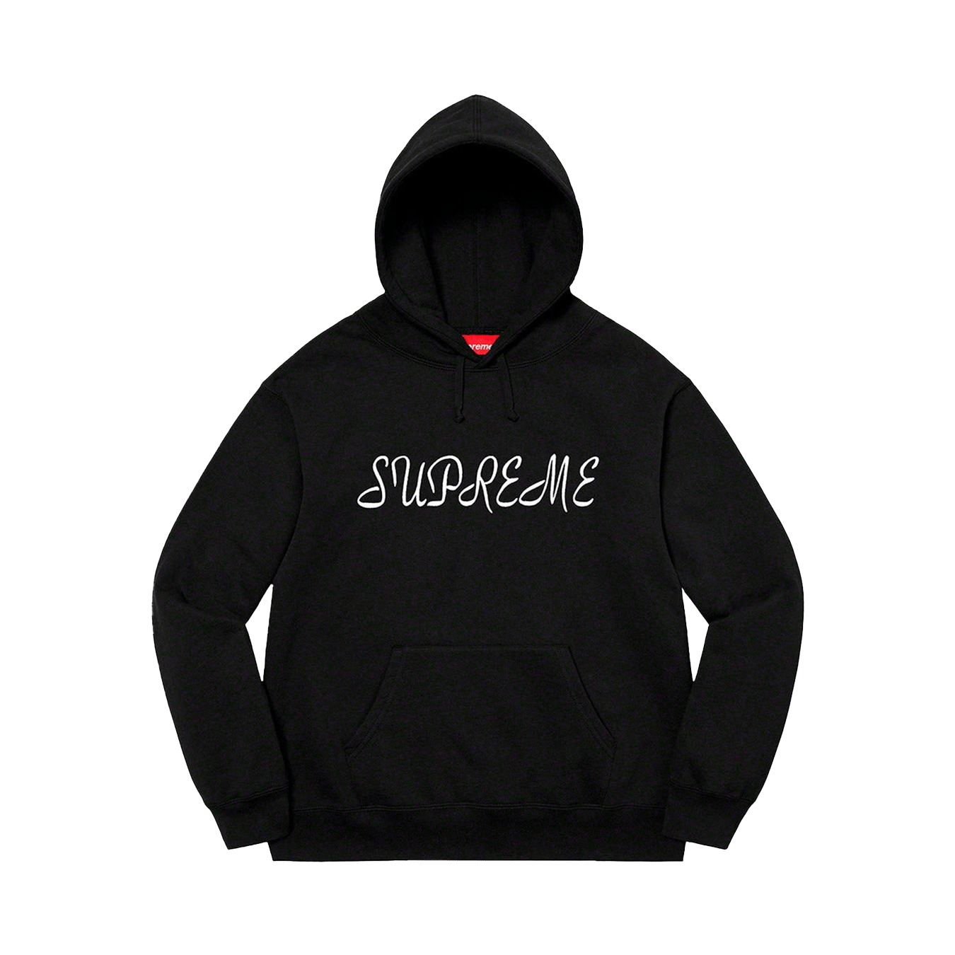 Supreme Script Hooded Sweatshirt 'Black' — XXS — Front View
