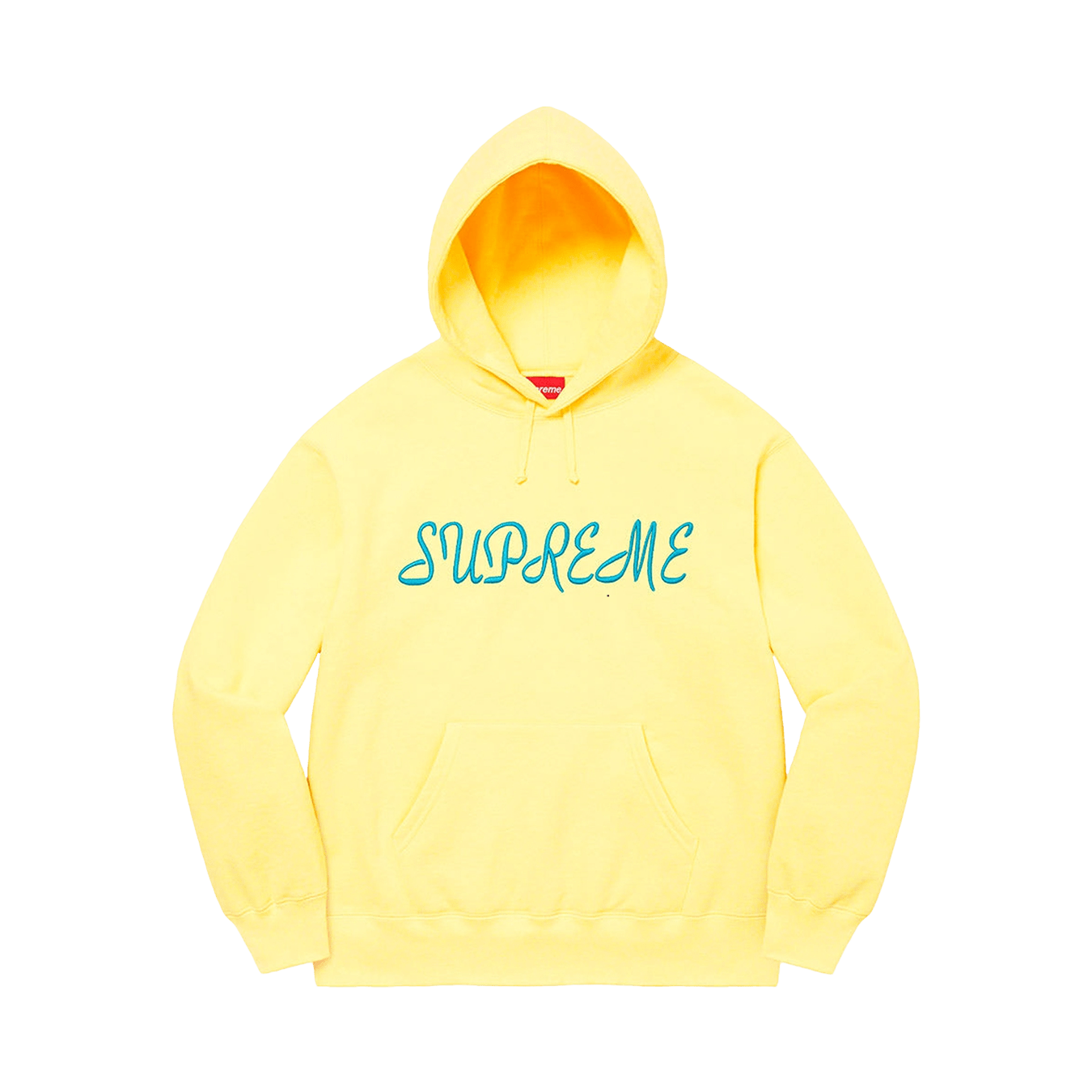 Supreme Script Hooded Sweatshirt 'Light Yellow' — XXS — Front View