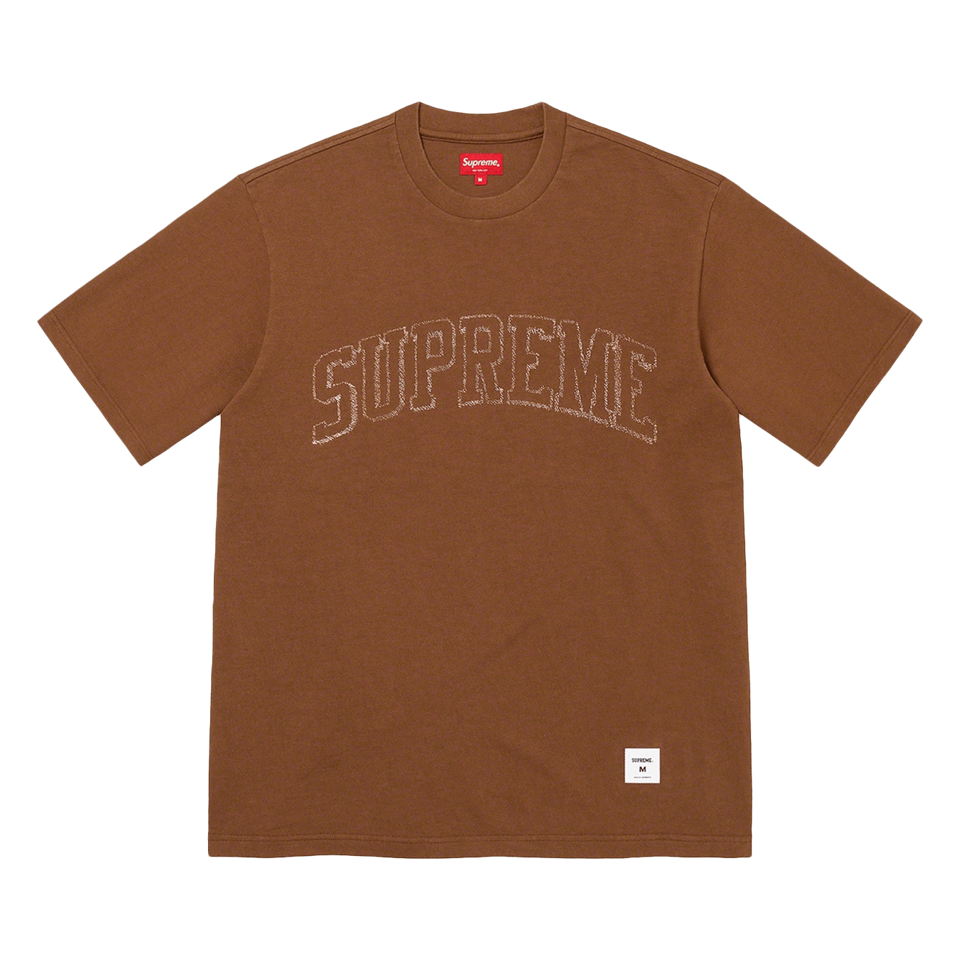 Supreme Sketch Embroidered S/S Top Brown — XXS — Front View