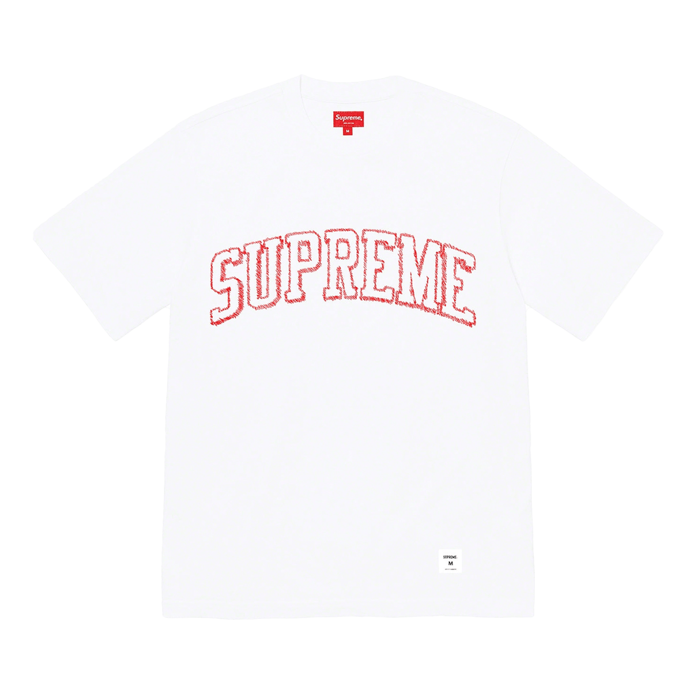 Supreme Sketch Embroidered S/S Top White — XXS — Front View