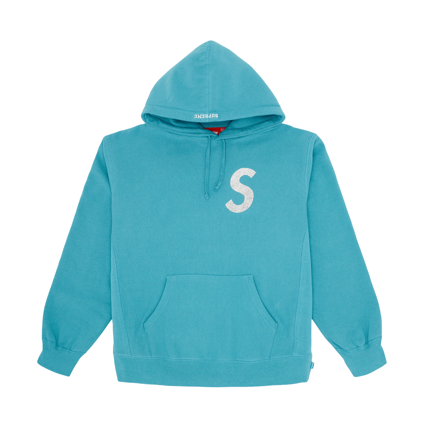 Supreme x Swarovski S Logo Hooded Sweatshirt 'Light Aqua' — XXS — Front View