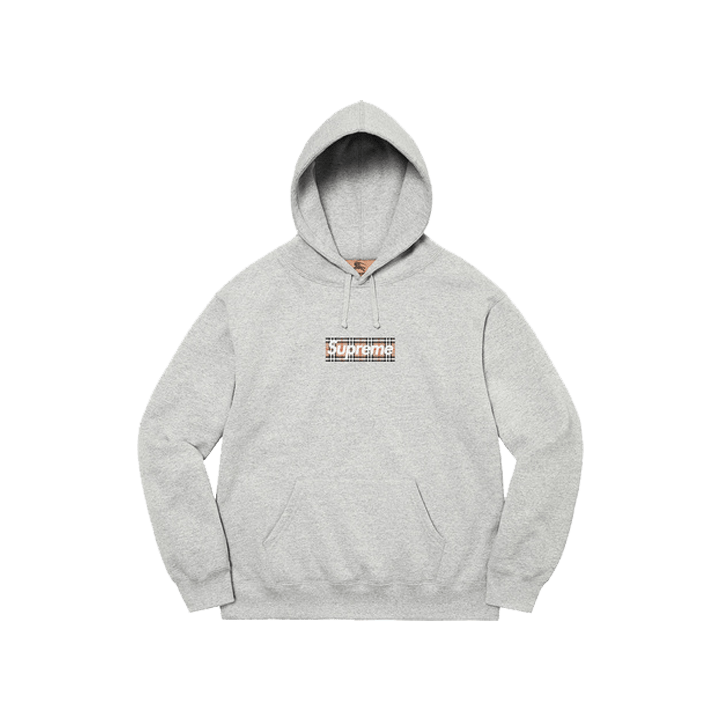 Supreme x Burberry Box Logo Hooded Sweatshirt 'Heather Grey' — XXS — Front View