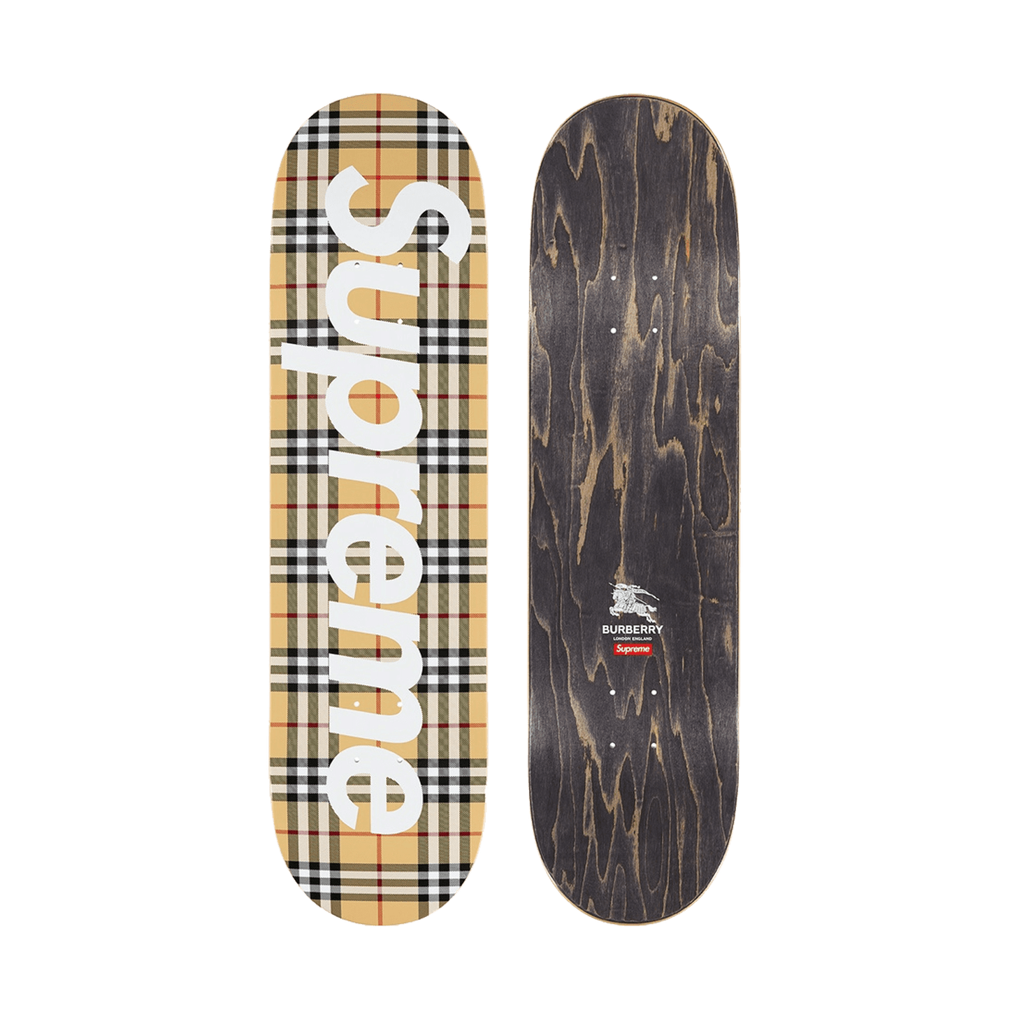 Supreme x Burberry Skateboard Deck Beige — Front View