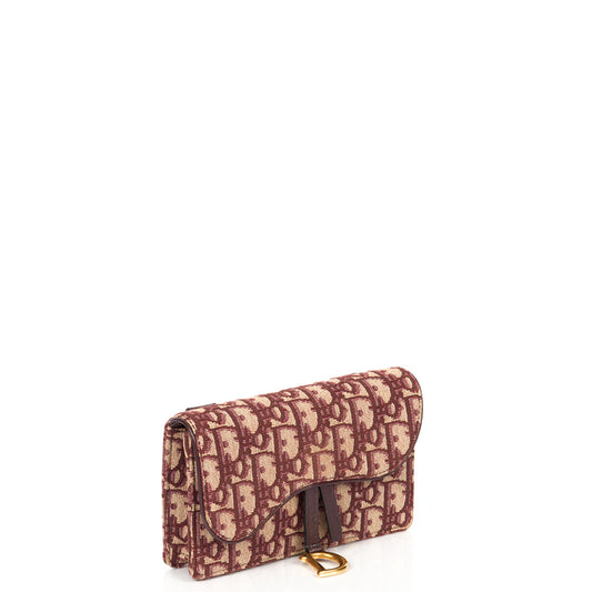 Christian Dior Mini Bag Saddle Belt Pouch in Burgundy, Oblique Jacquard Canvas — Side View