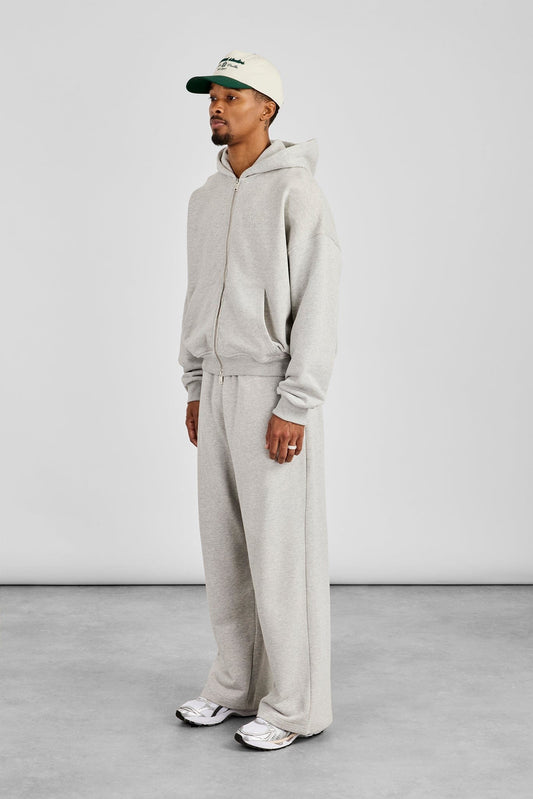 Cernucci Zip Through Boxy Hoodie & Baggy Fit Jogger - Grey Marl — S — Size S — Side View