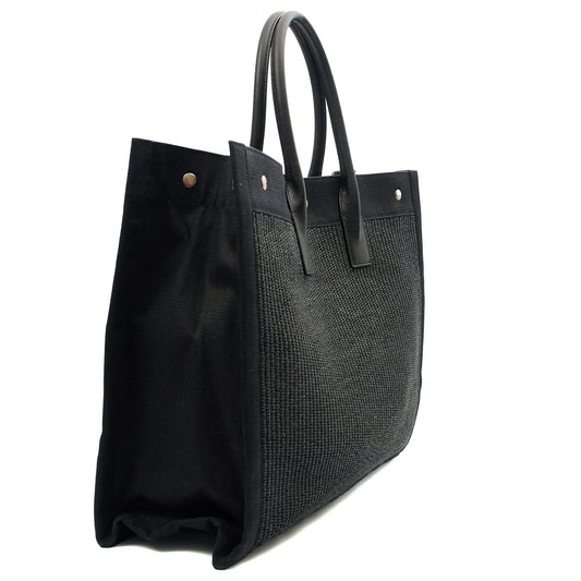 Saint Laurent Tote Rive Gauche Tote in Black, Fabric — Side View
