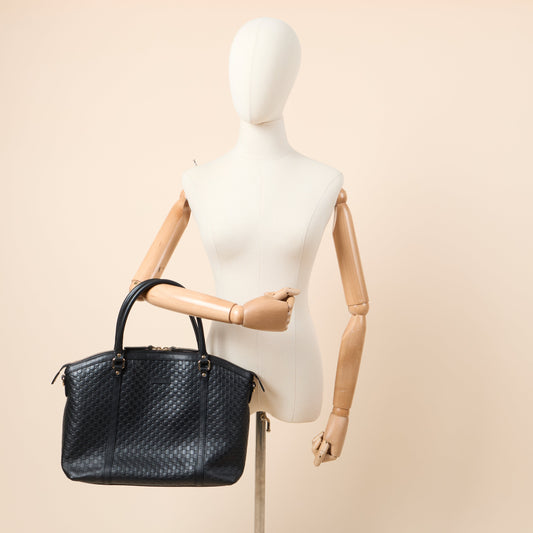 Gucci Cross Body Guccisima Tote in Black, Guccissima — Side View
