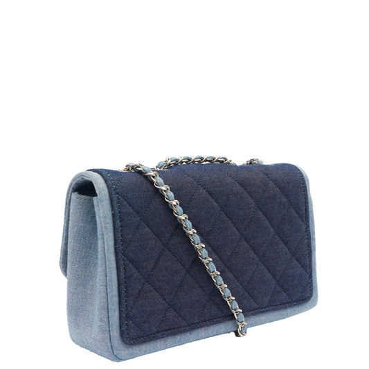 Chanel Cross Body Flap Bag in Navy, Canvas — Side View