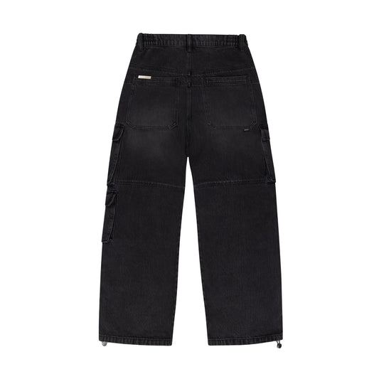 Unknown Black Striped Denim Cargos — XXS — Side View