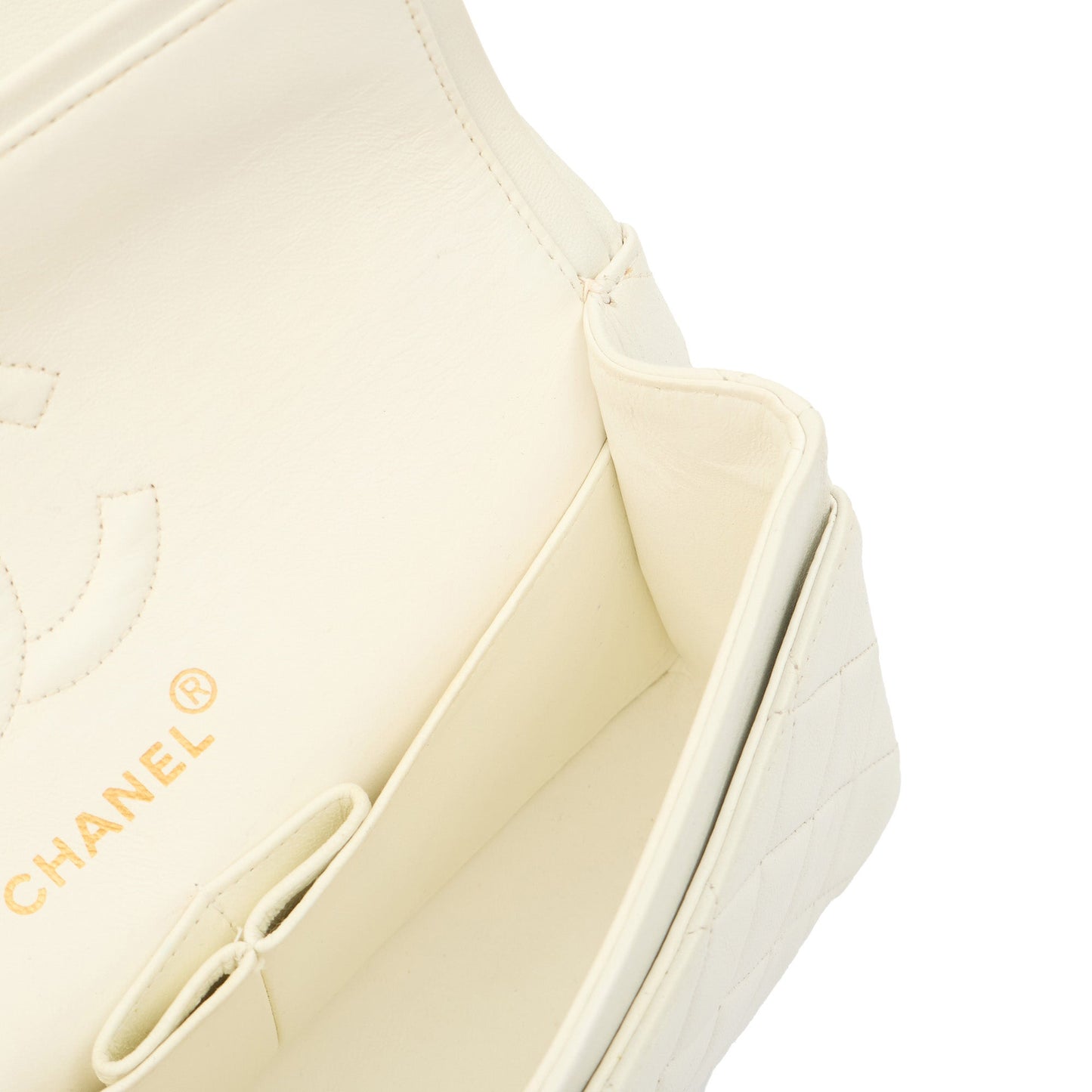 Chanel Shoulder Bag Classic Double Flap - Medium in White, Lambskin Leather — Alternate View 10