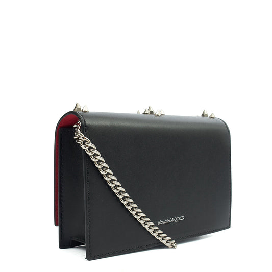 Alexander McQueen Cross Body Skull Lock Shoulder Bag - Small in Black, Leather — Side View
