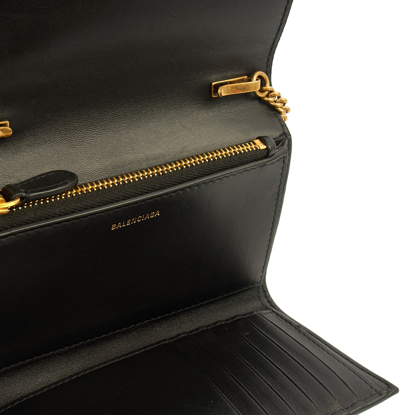 Balenciaga Cross Body Gossip Wallet On Chain in Black, Veau (Calfskin) — Alternate View 8