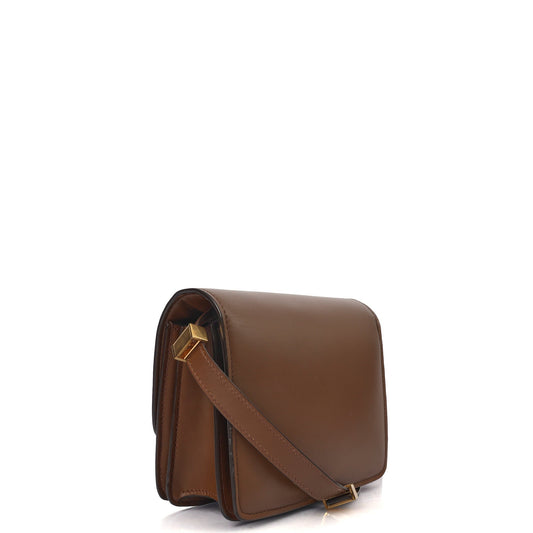 Celine Shoulder Bag Box Bag - Small in Brown, Leather — Side View