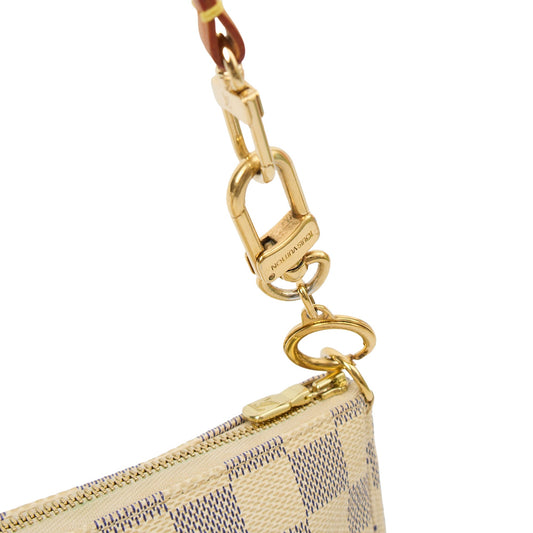 Louis Vuitton Shoulder Bag Pochette in Damier Azur, Canvas — Side View