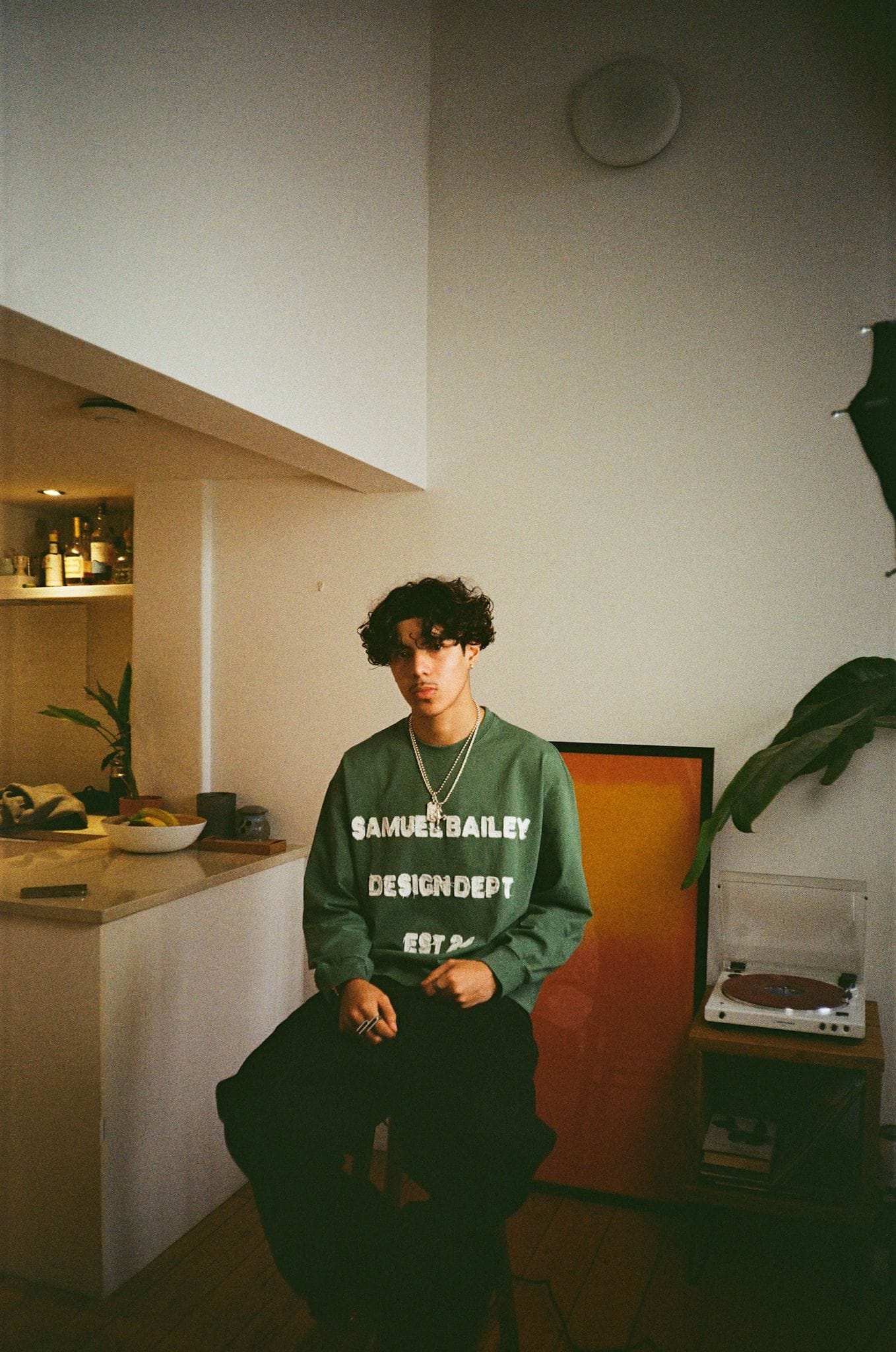 Samuel Bailey Green Long Sleeve Design Dept Tee — S — Back View