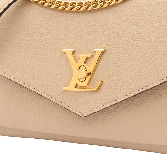 Louis Vuitton Shoulder Bag Mylockme Chain Bag in Neutral, Calfskin Leather — Side View
