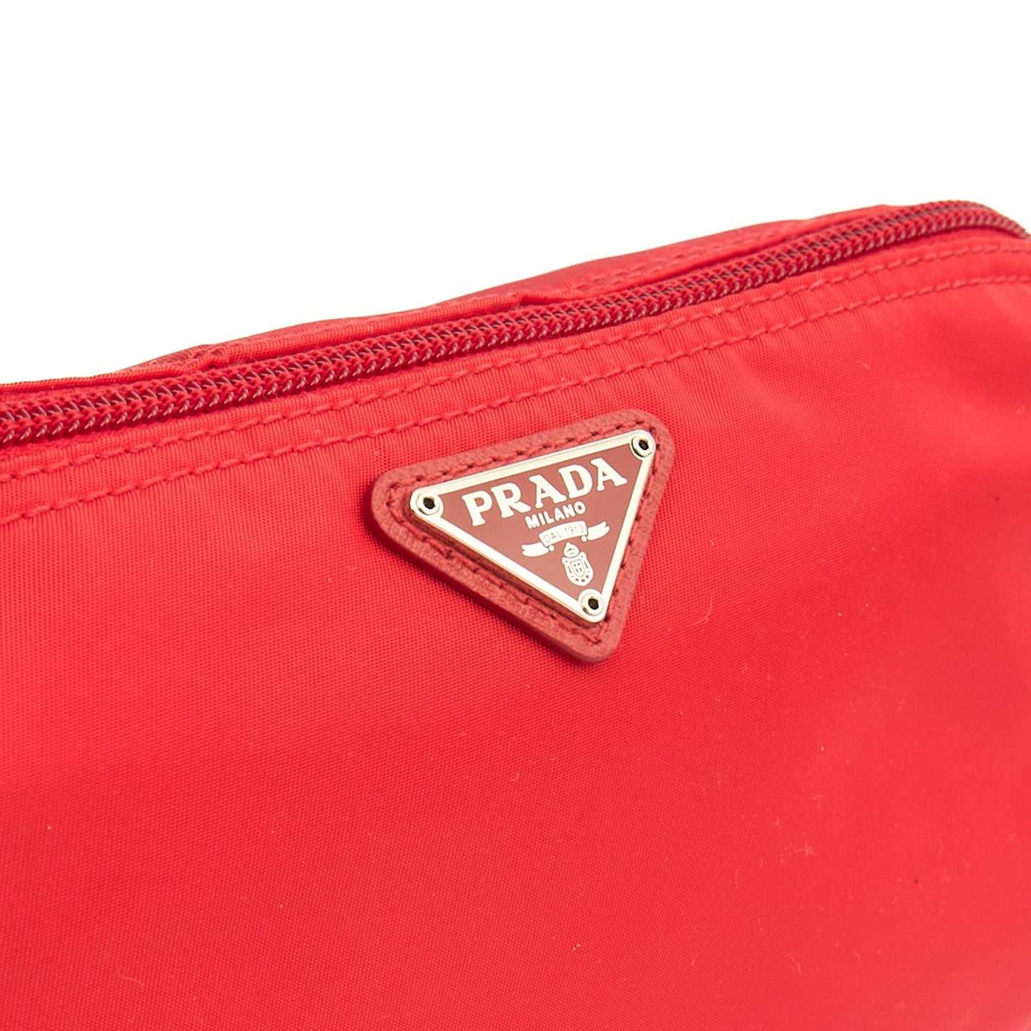 Prada Clutch Pouch in Red, Nylon — Alternate View 12