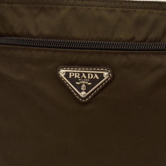 Prada Cross Body Nylon Messenger in Green, Nylon — Side View