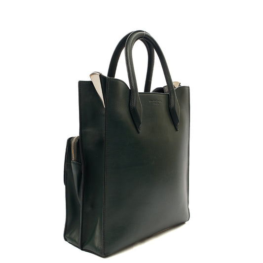 Balenciaga Tote Maillon Tote in Green, Leather — Side View
