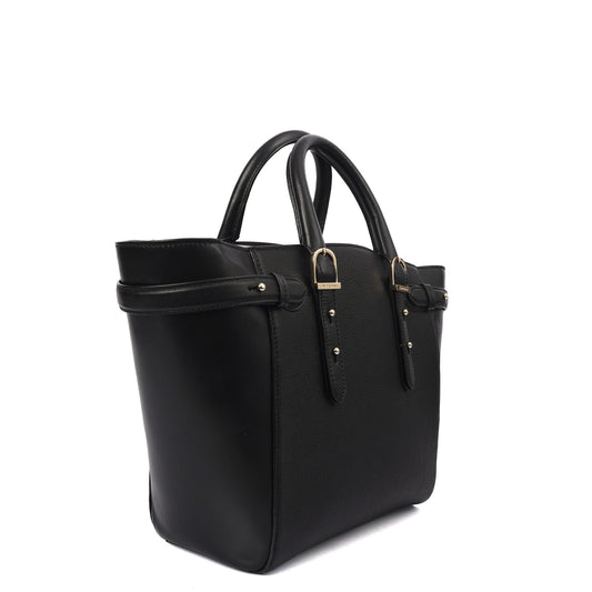Aspinal of London Tote Marylebone Small in Black, Leather — Side View