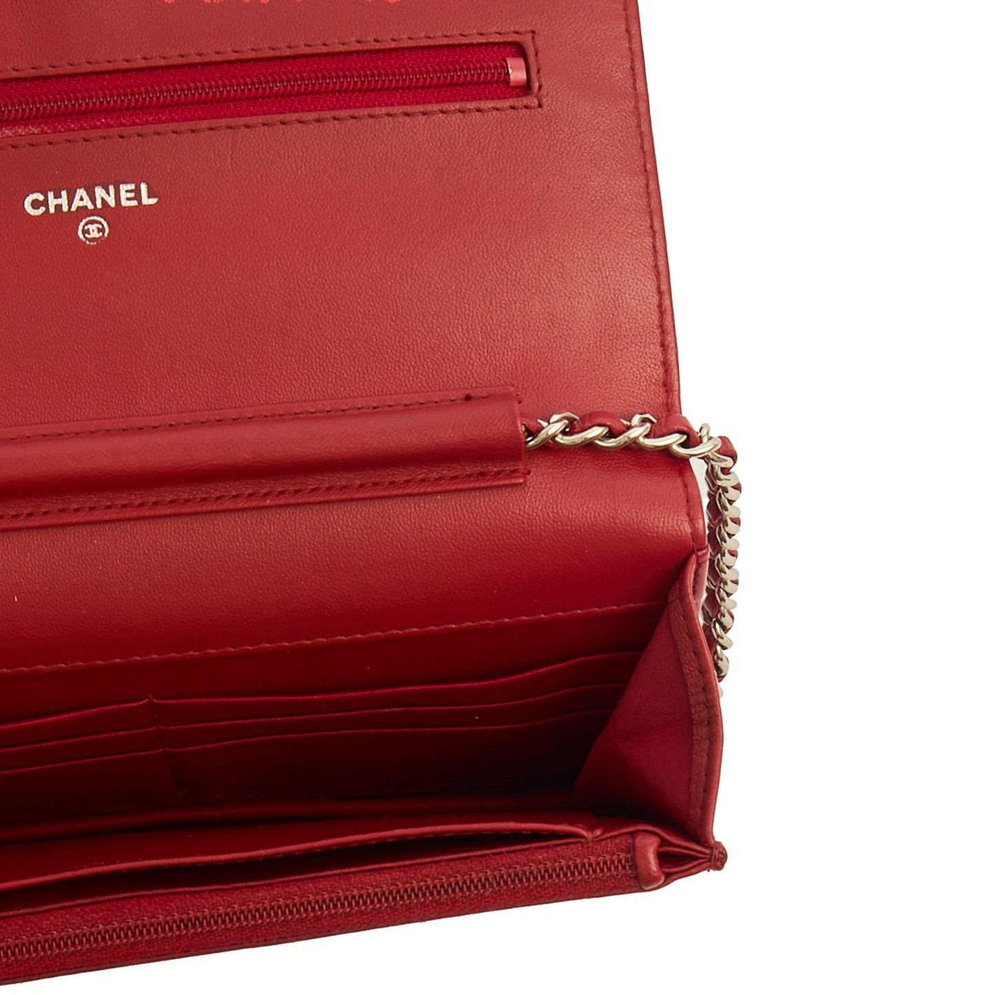 Chanel Cross Body Camellia - Wallet On Chain in Red, Lambskin Leather — Alternate View 9