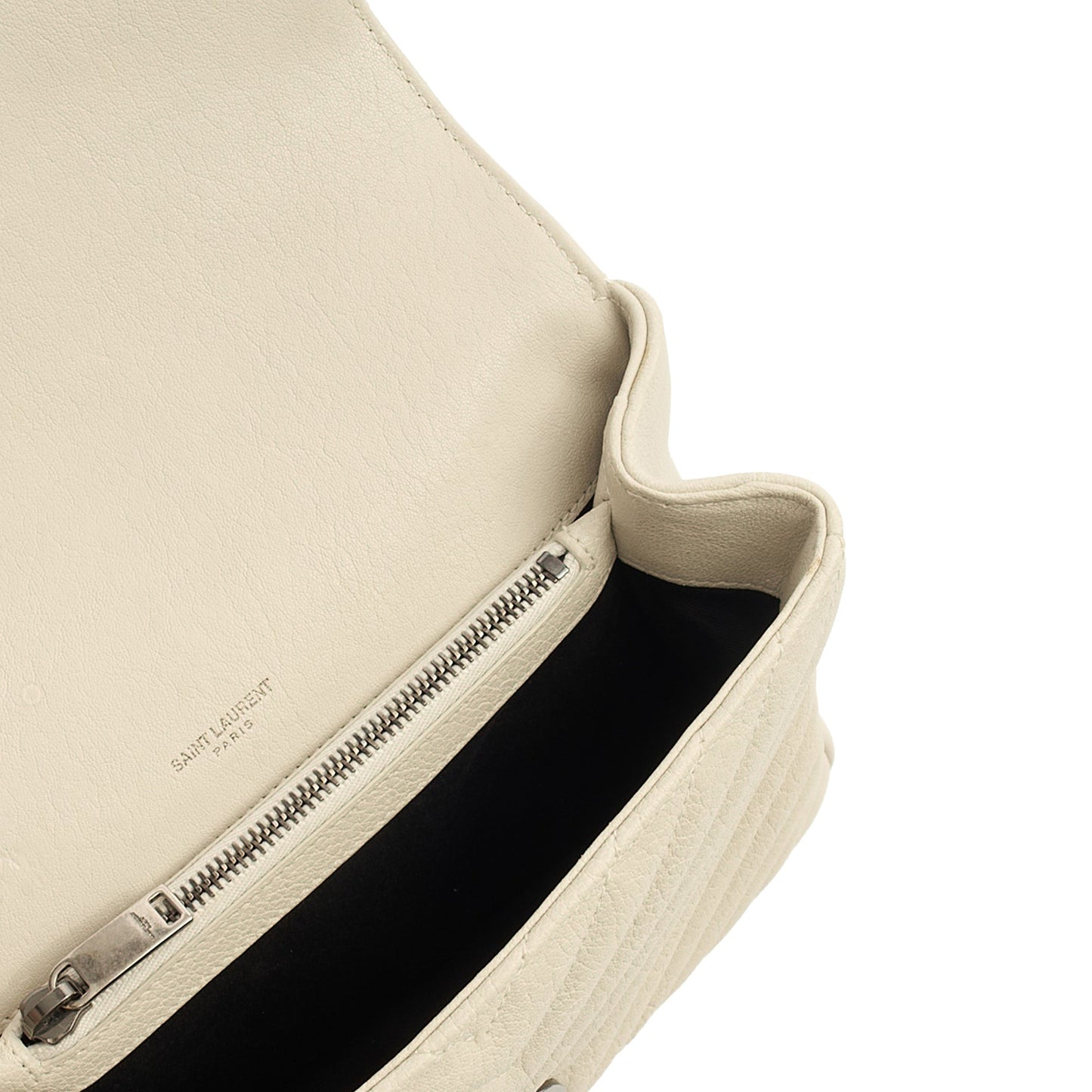 Saint Laurent Top Handle College - Medium in Neutral, Calfskin Leather — Lifestyle View
