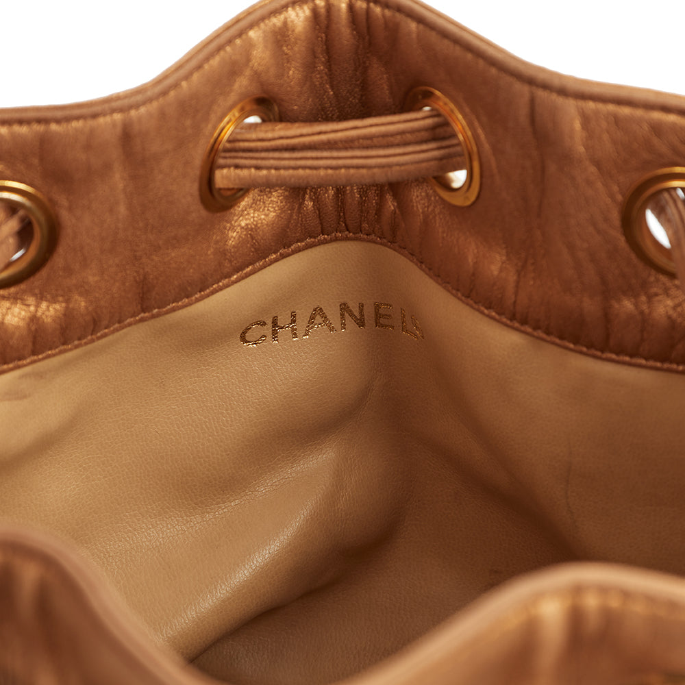 Chanel Bucket Bag Vintage Bucket Bag in Metallic, Lambskin Leather — Alternate View 8