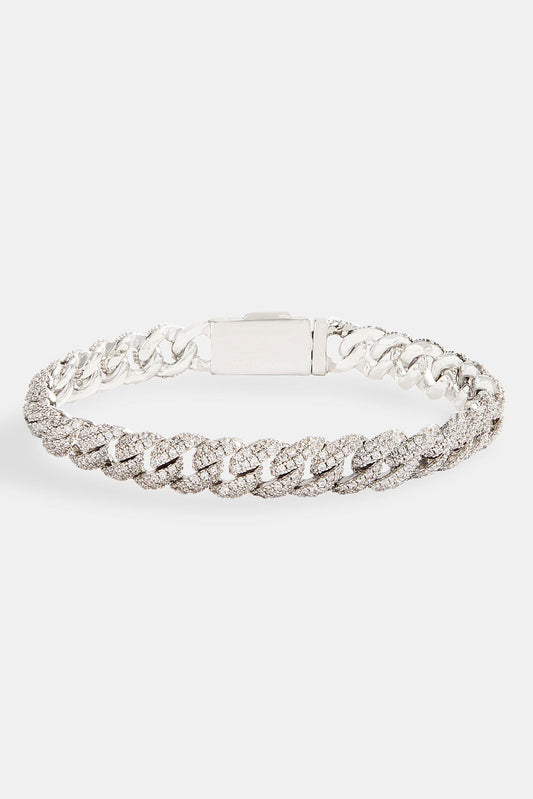 Cernucci Iced Cuban Bracelet - 8mm - White — 6" — Side View
