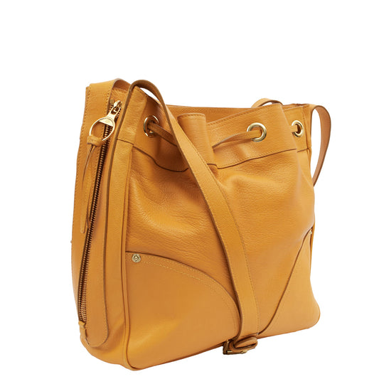 Mulberry Bucket Bag Poppy in Yellow, Leather — Side View