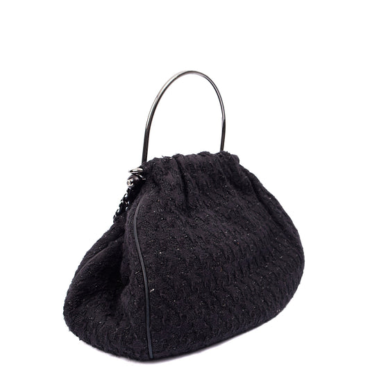 Chanel Top Handle Tweed Top Handle in Black, Fabric — Side View